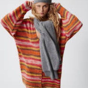 Zara Longline Striped Knit Wool Cardigan Sweater and Pants
